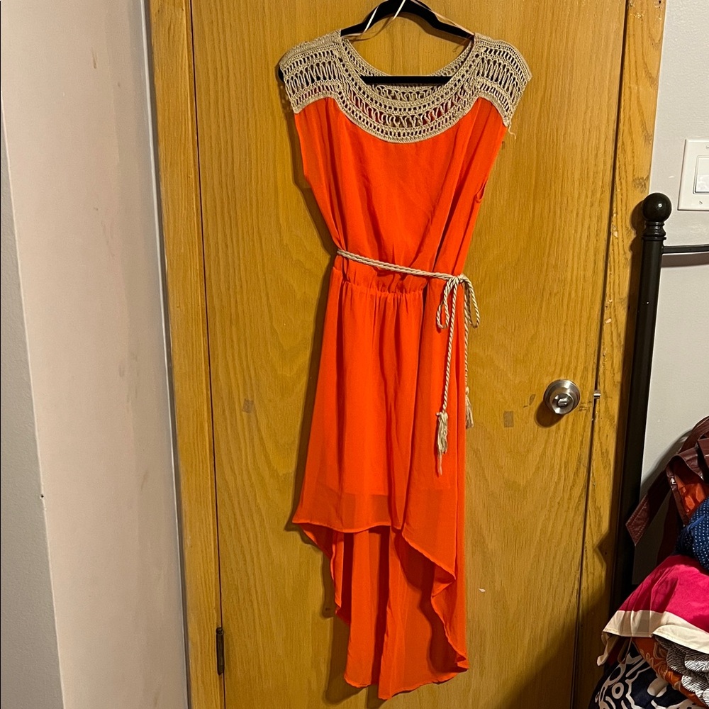 Jealous Tomato Vibrant Orange High-Low Dress